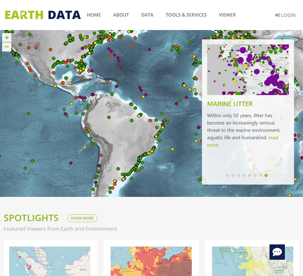 Screenshot of Earth DataHub website