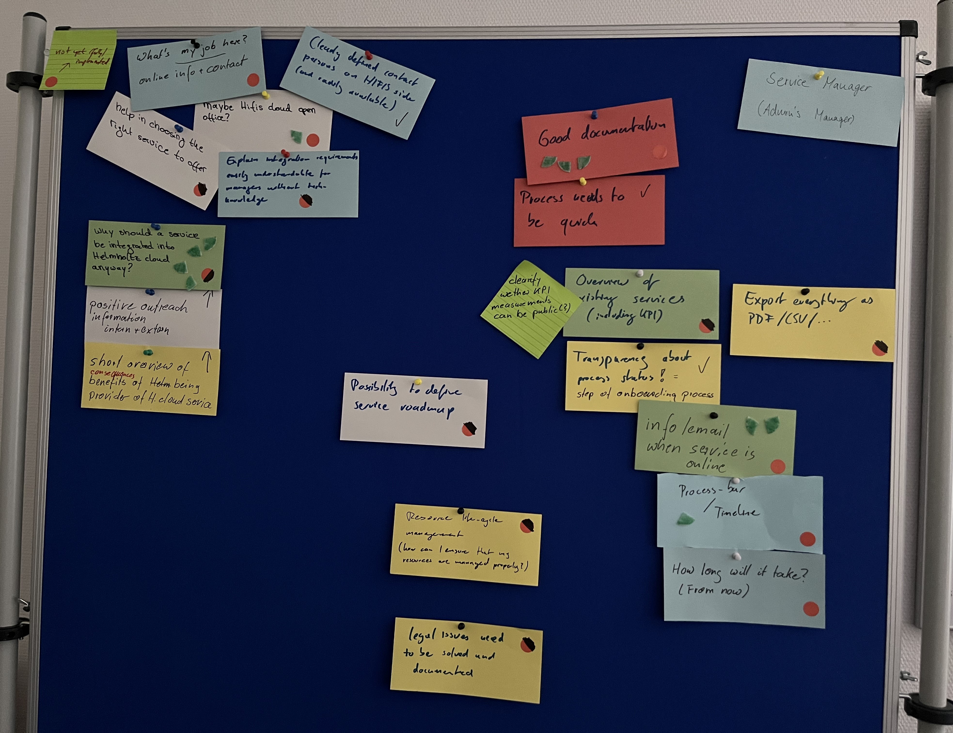 Pinboard with new ideas around onboarding