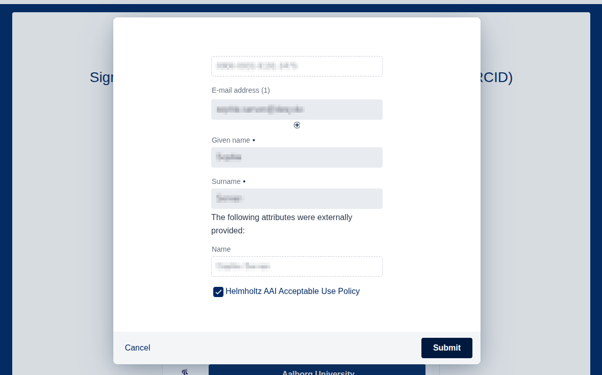 Attribute confirmation on user registration