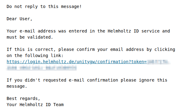 Email with confirmation link