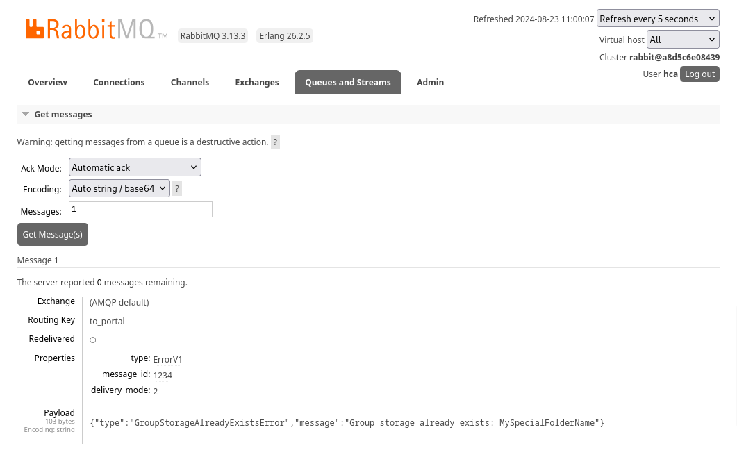 RabbitMQ send resource request message