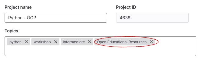 Topic set to include "Open Educational Ressources"