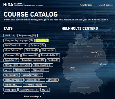 HIDA course catalog homepage